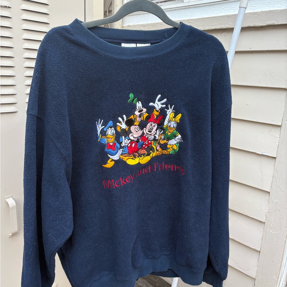 Disney Men's Crewneck Sweater with Mickey and Friends - Navy